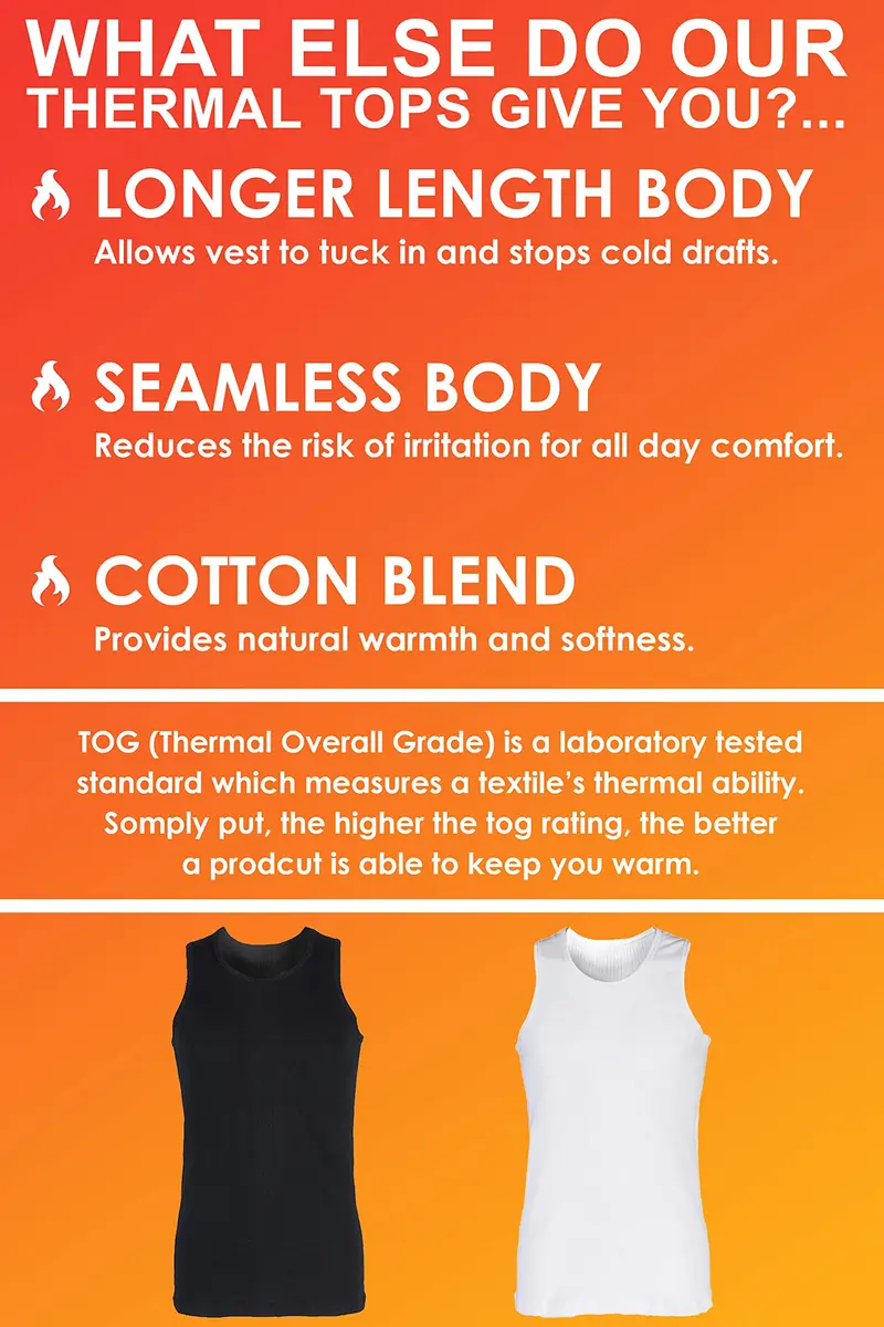 HEAT HOLDERS Mens Cotton Winter Fleece Thermal Underwear Sleeveless Top Vest XX-Large | 0.45 TOG Slim Fit - view 6
