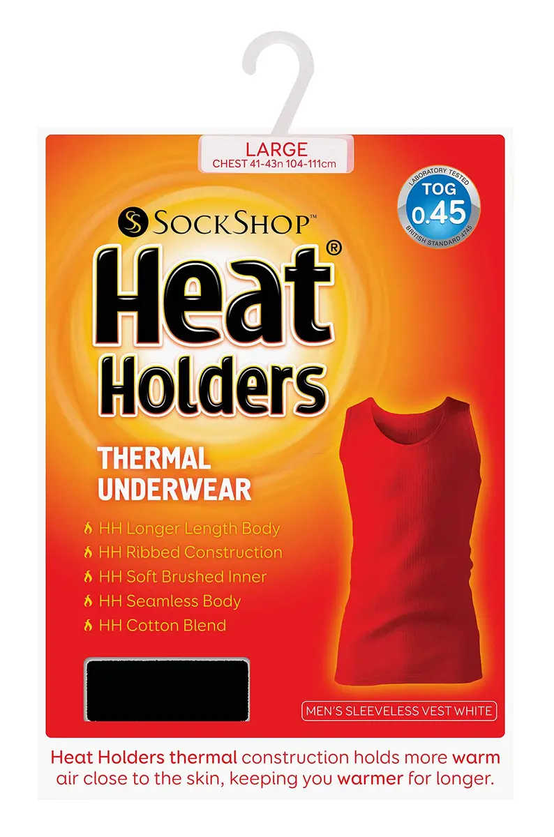 HEAT HOLDERS Mens Cotton Winter Fleece Thermal Underwear Sleeveless Top Vest XX-Large | 0.45 TOG Slim Fit - view 4