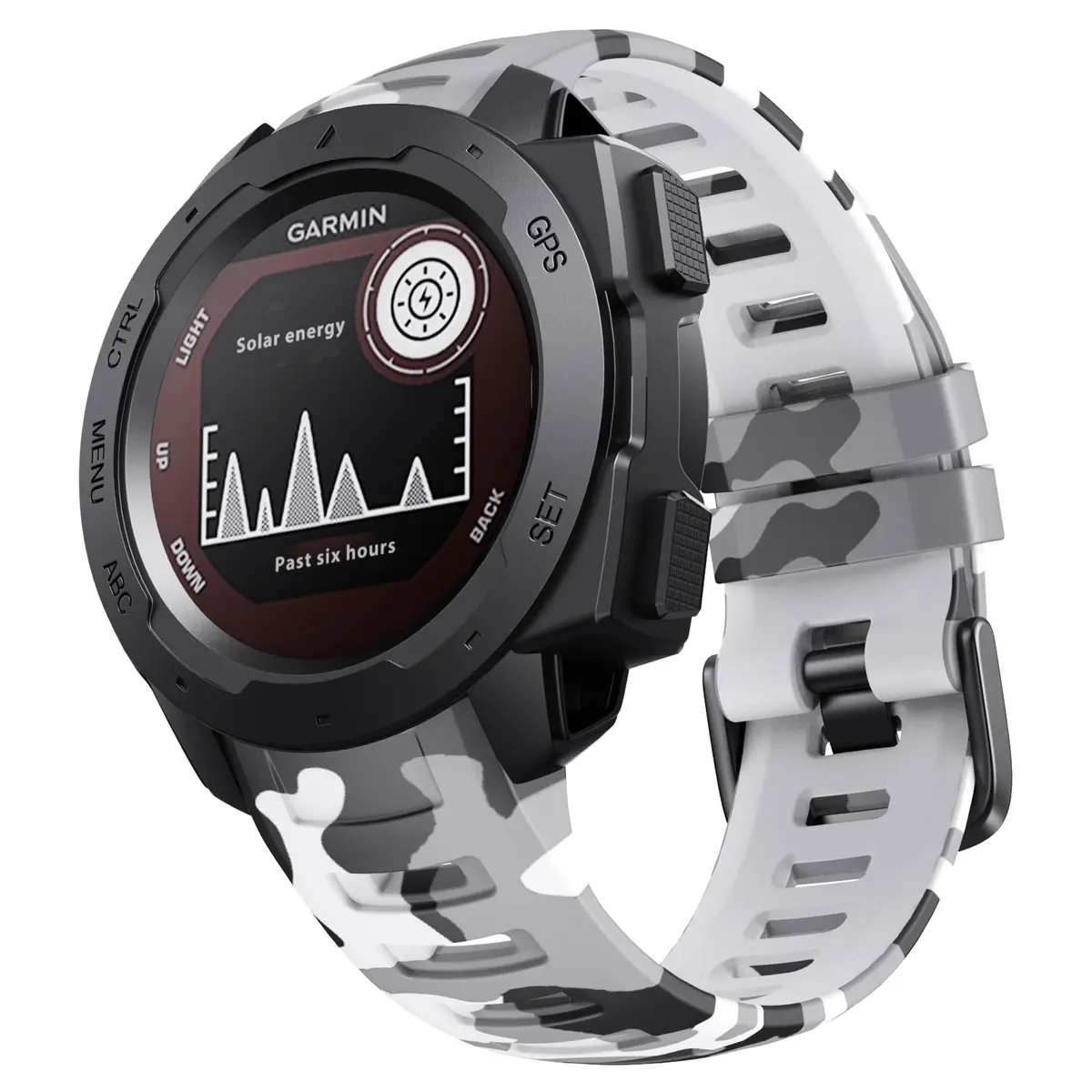 NotoCity Garmin Instinct Watch Band, Soft Silicone Replacement Strap, Camo White | Compatible with Instinct 2/ Solar/Tactical - main product image