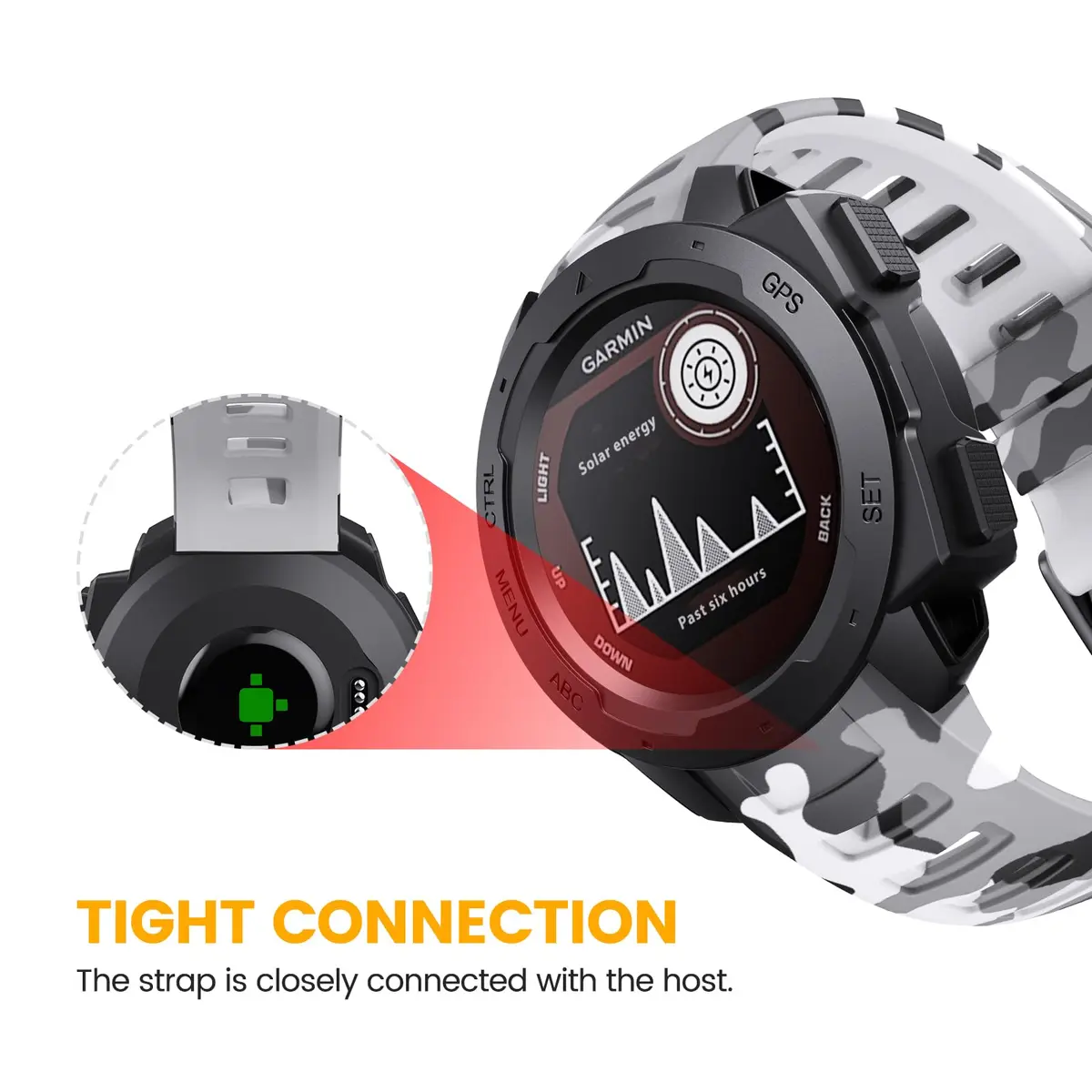 NotoCity Garmin Instinct Watch Band, Soft Silicone Replacement Strap, Camo White | Compatible with Instinct 2/ Solar/Tactical - view 3