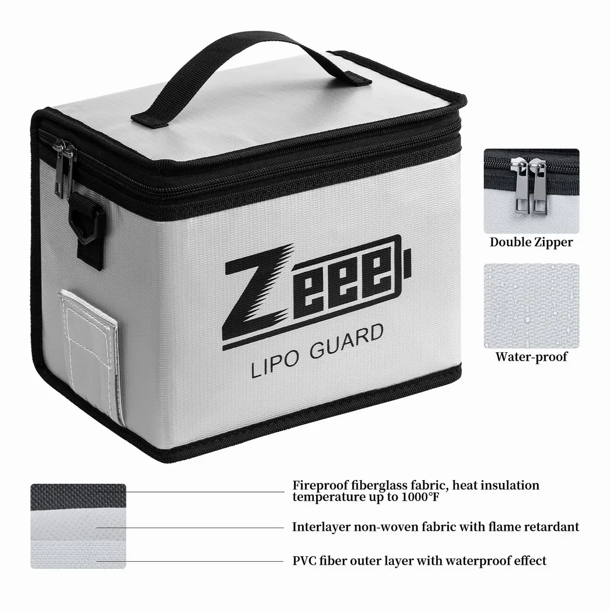 Zeee Fireproof Explosionproof Lipo Bag Battery Storage 21.5*16.5*14.5cm | Fire-Resistant LiPo Safety Bag - view 3