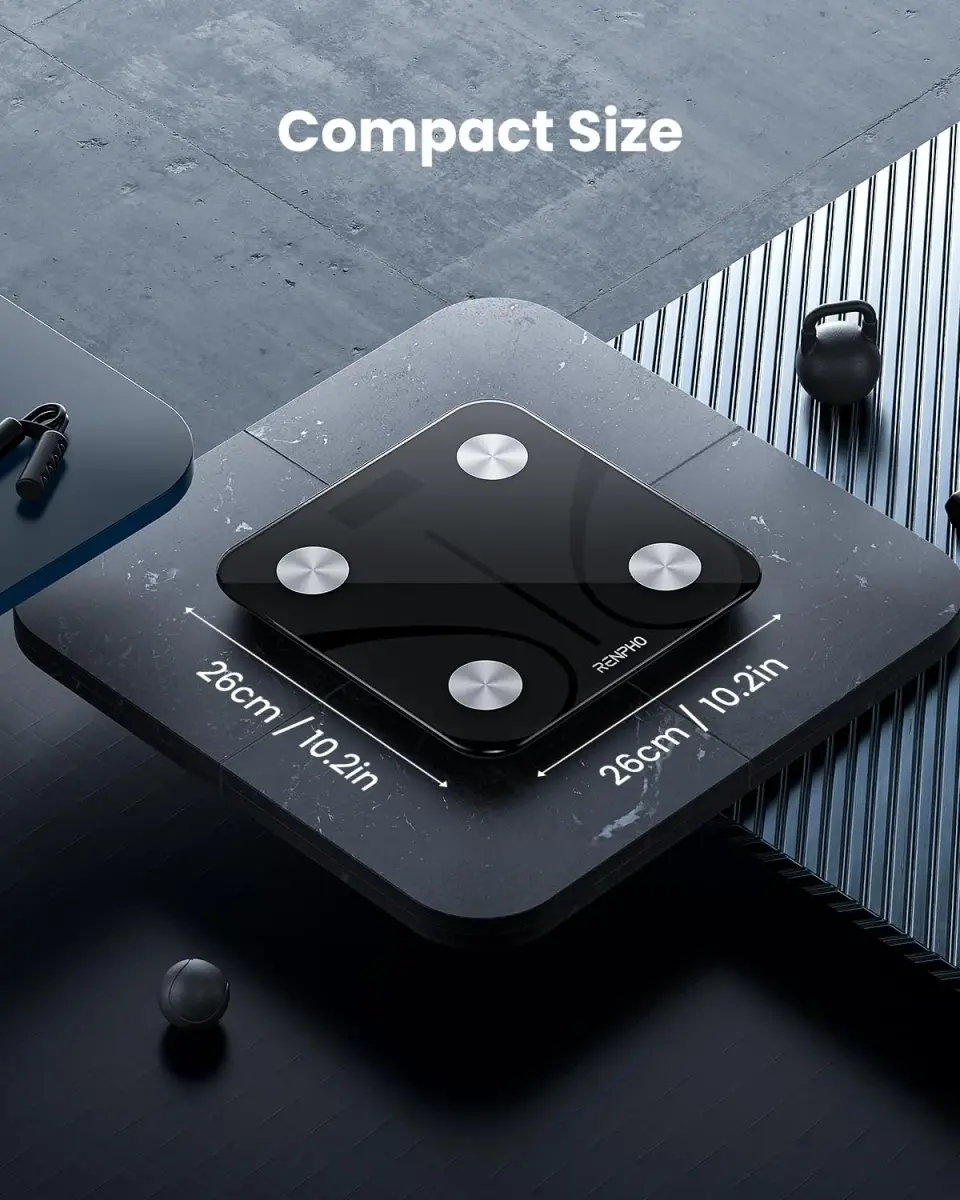 RENPHO Digital Smart Scale, BMI & Body Fat, Bluetooth, 13 Metrics, App Sync, 26cm (10.2") | Accurate Body Composition Tracking - view 8