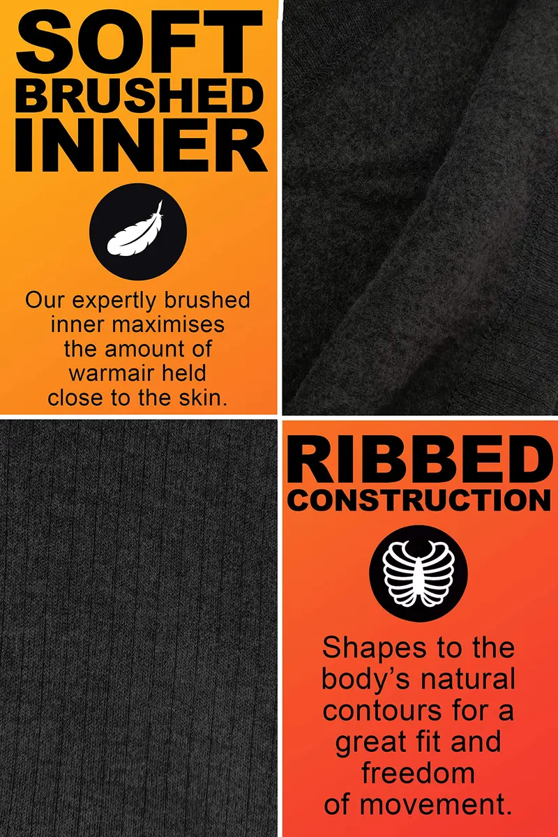 HEAT HOLDERS Mens Cotton Winter Fleece Thermal Underwear Sleeveless Top Vest X-Large Charcoal | 0.45 TOG Slim Fit - view 5