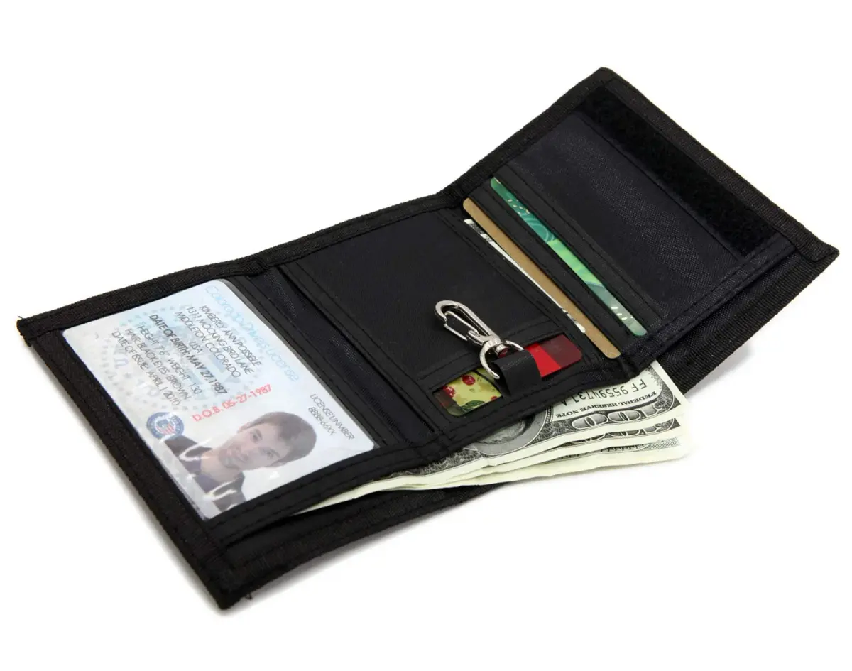 JONYEE Kids Camo Wallet with Hook & Loop Closure, 3 Card Slots, 4.7 x 3.2 x 0.5 Inches | Novelty Black Wallet for Boys and Girls - view 2