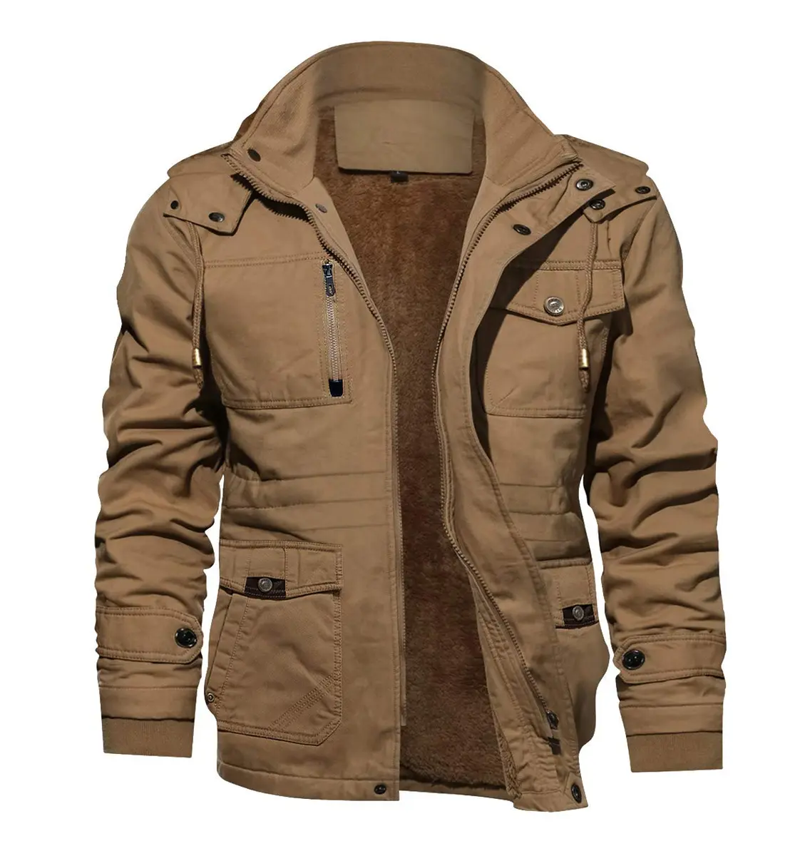 TACVASEN Men's Winter Jacket Fleece Lined Military Thick Coat Khaki XL | Windproof & Warm - main product image