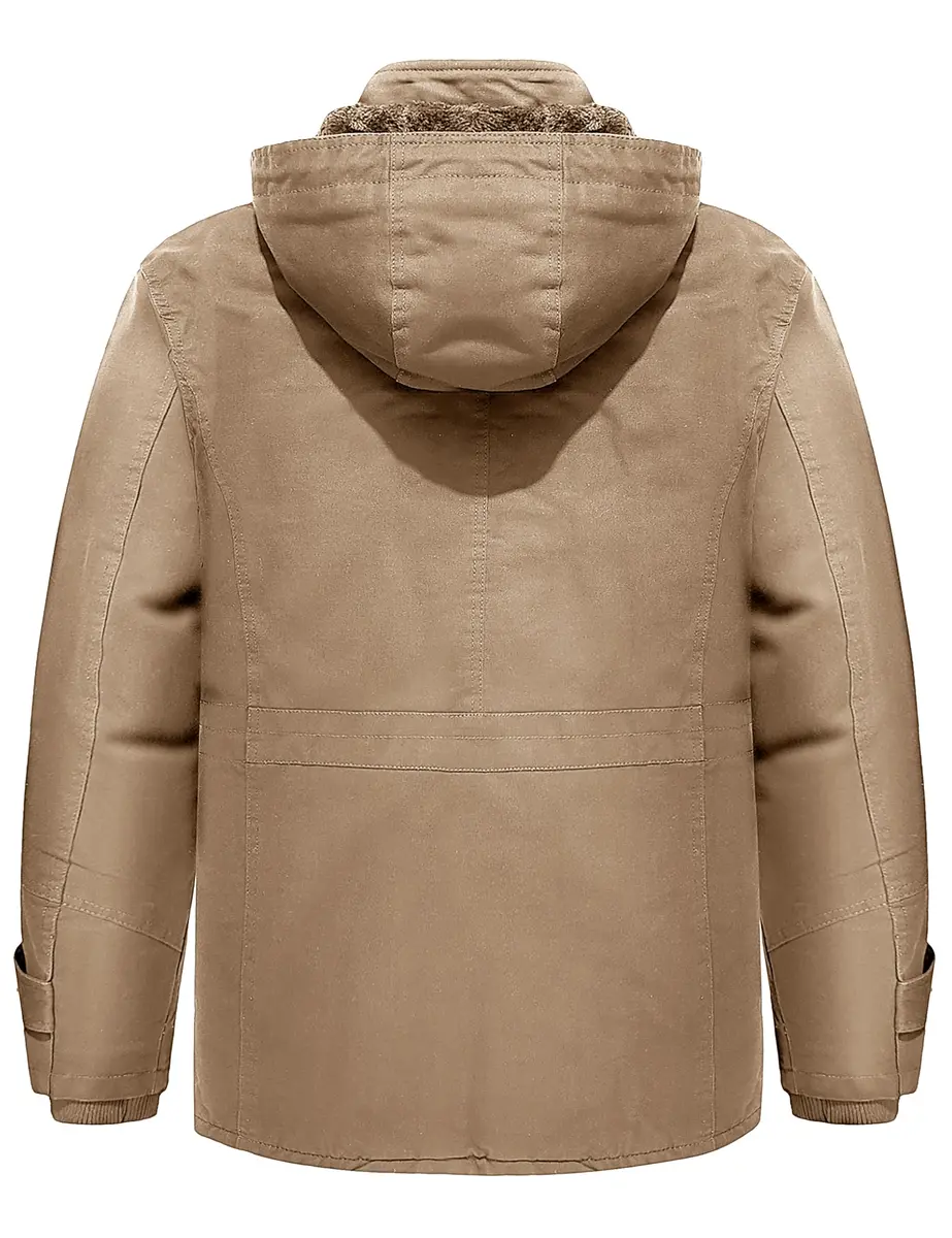 TACVASEN Men's Winter Jacket Fleece Lined Military Thick Coat Khaki XL | Windproof & Warm - view 3