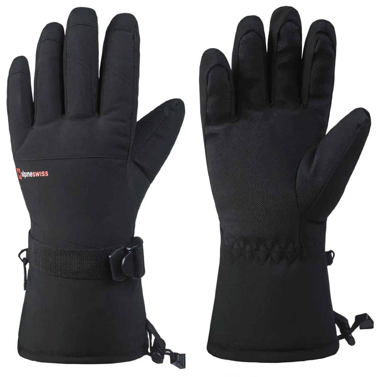 Alpine Swiss Mens Waterproof Snow Ski Gloves XL | Windproof & Thinsulate Warm (enlarged XL size for men) - main product image