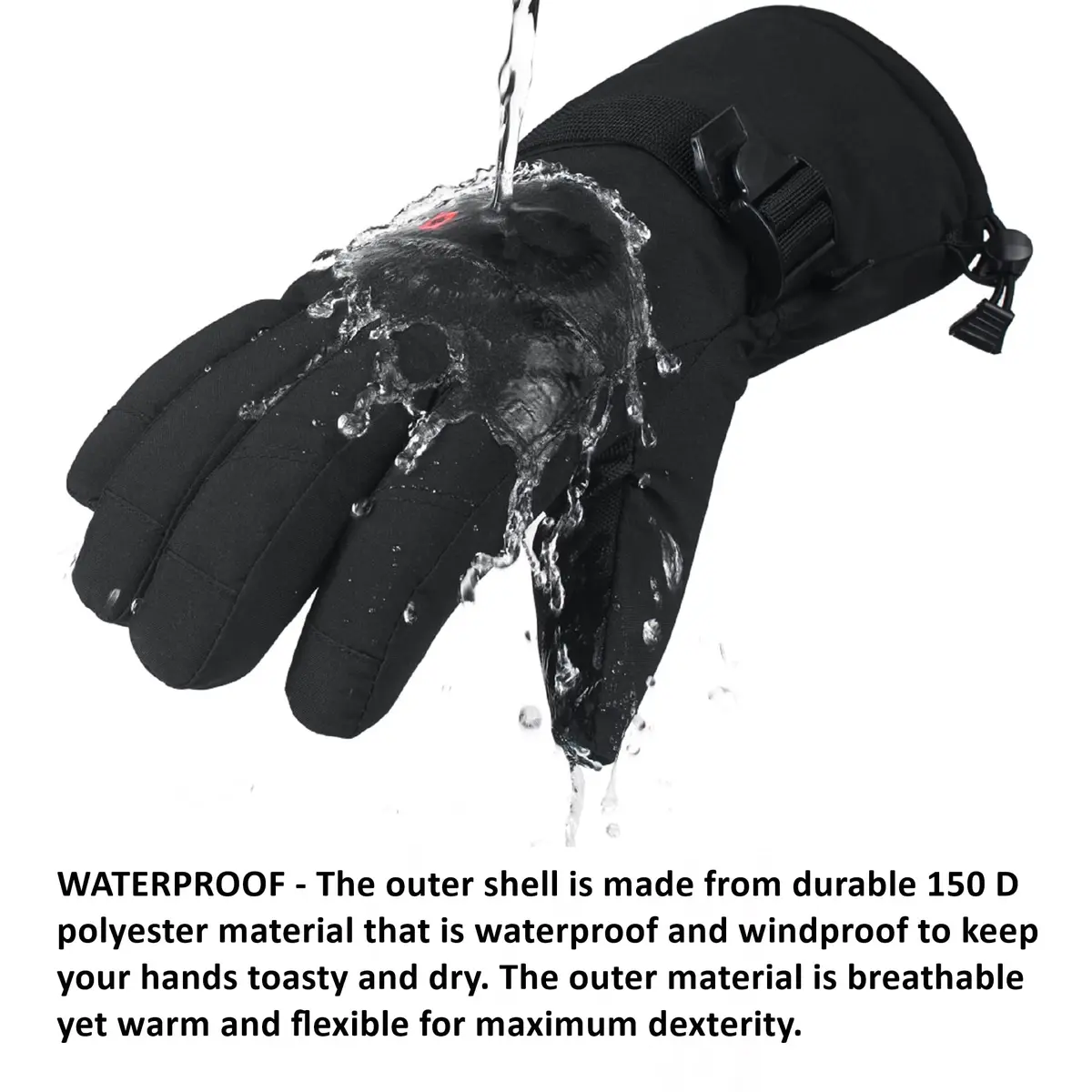 Alpine Swiss Mens Waterproof Snow Ski Gloves XL | Windproof & Thinsulate Warm (enlarged XL size for men) - view 2