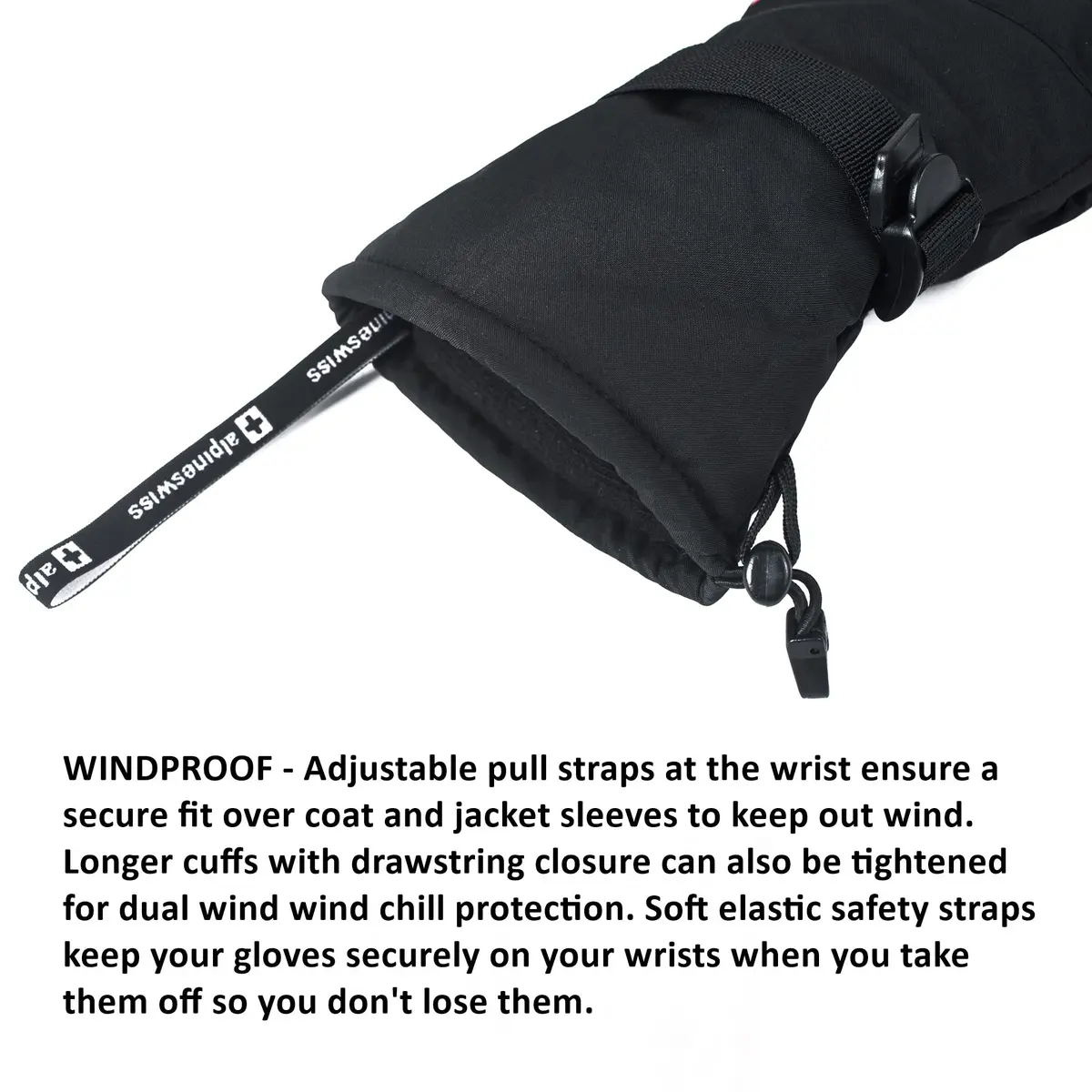 Alpine Swiss Mens Waterproof Snow Ski Gloves XL | Windproof & Thinsulate Warm (enlarged XL size for men) - view 4