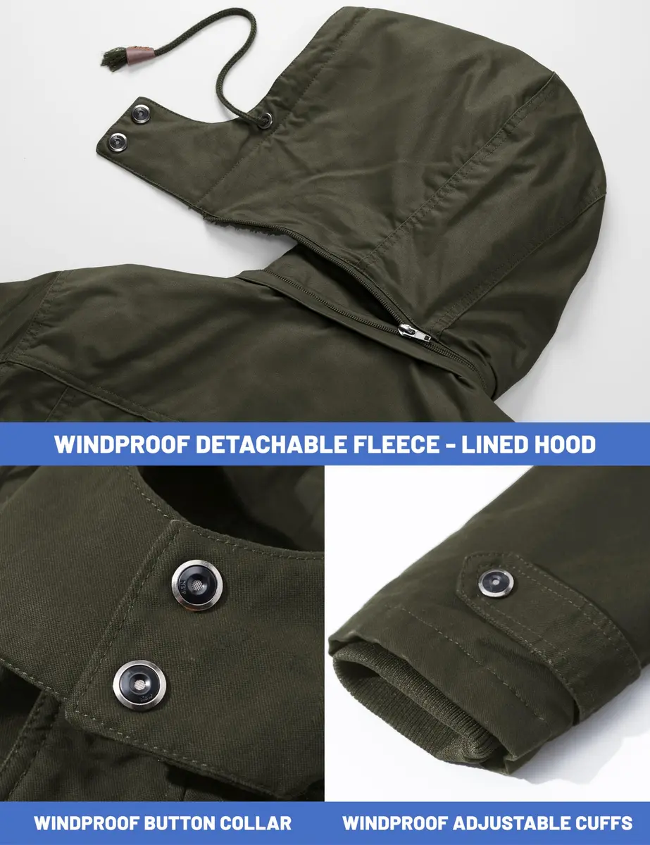 TACVASEN Men's Winter Jacket Fleece Lined Military Coat XL | Windproof & Warm - view 5