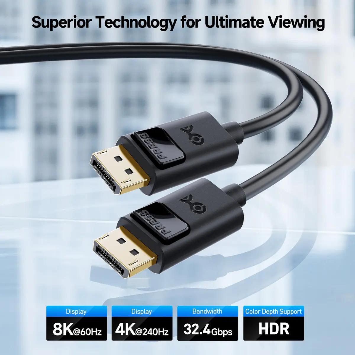 Cable Matters DisplayPort 1.4 Cable 16ft | Supports 8K & 5K Monitors, Gaming & High-Performance GPUs - view 2