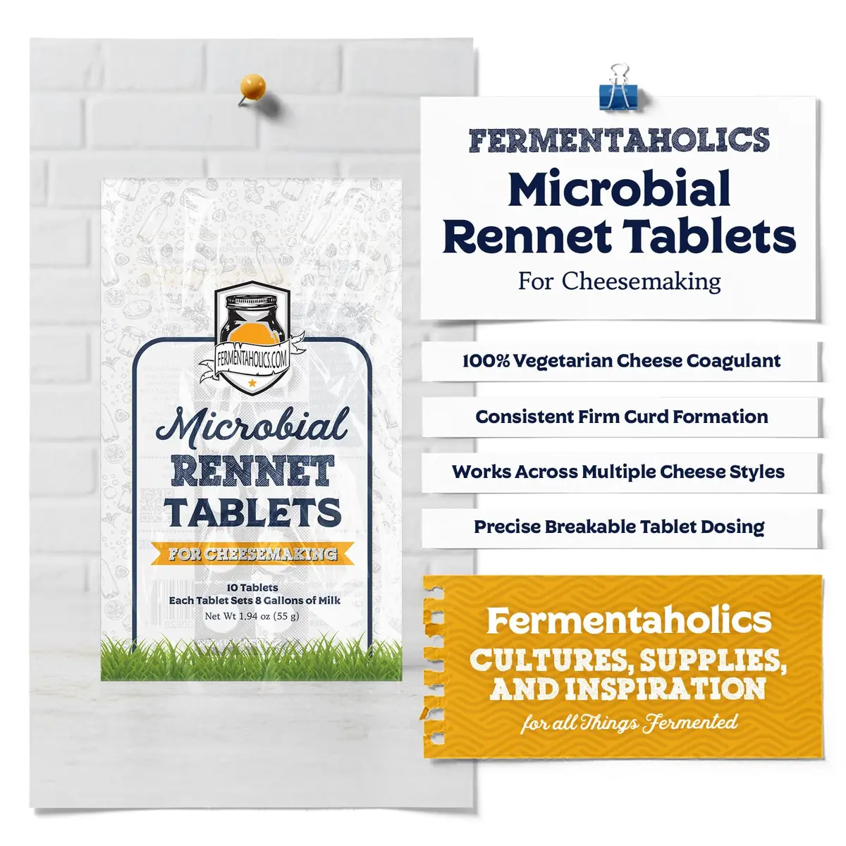 Fermentaholics Microbial Rennet Tablets for Cheese Making | Vegetarian Milk Coagulant | Vegan Cheese Making - view 3