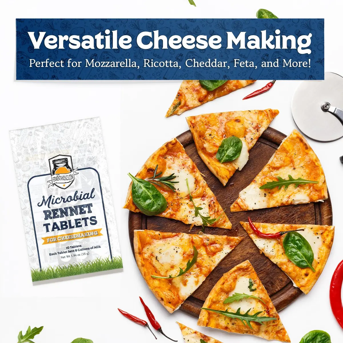 Fermentaholics Microbial Rennet Tablets for Cheese Making | Vegetarian Milk Coagulant | Vegan Cheese Making - view 4