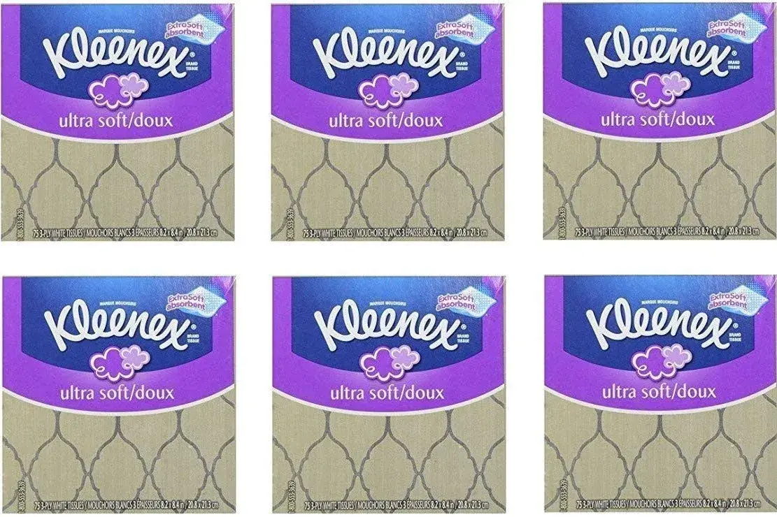 Kleenex Ultra Soft Facial Tissues, White 3-Ply | 450 Total Tissues (6 Cubes) - main product image
