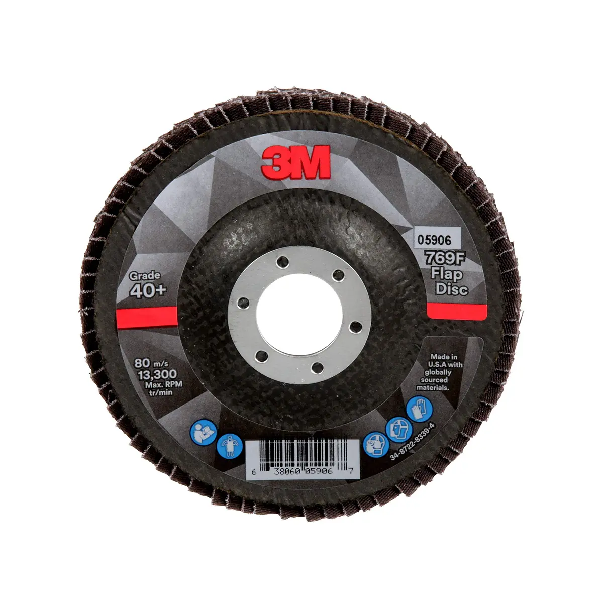 3M Flap Disc, 769F, 40+, T29, 4.5 in x 7/8 in | High-Performance Abrasive for Metalwork - main product image