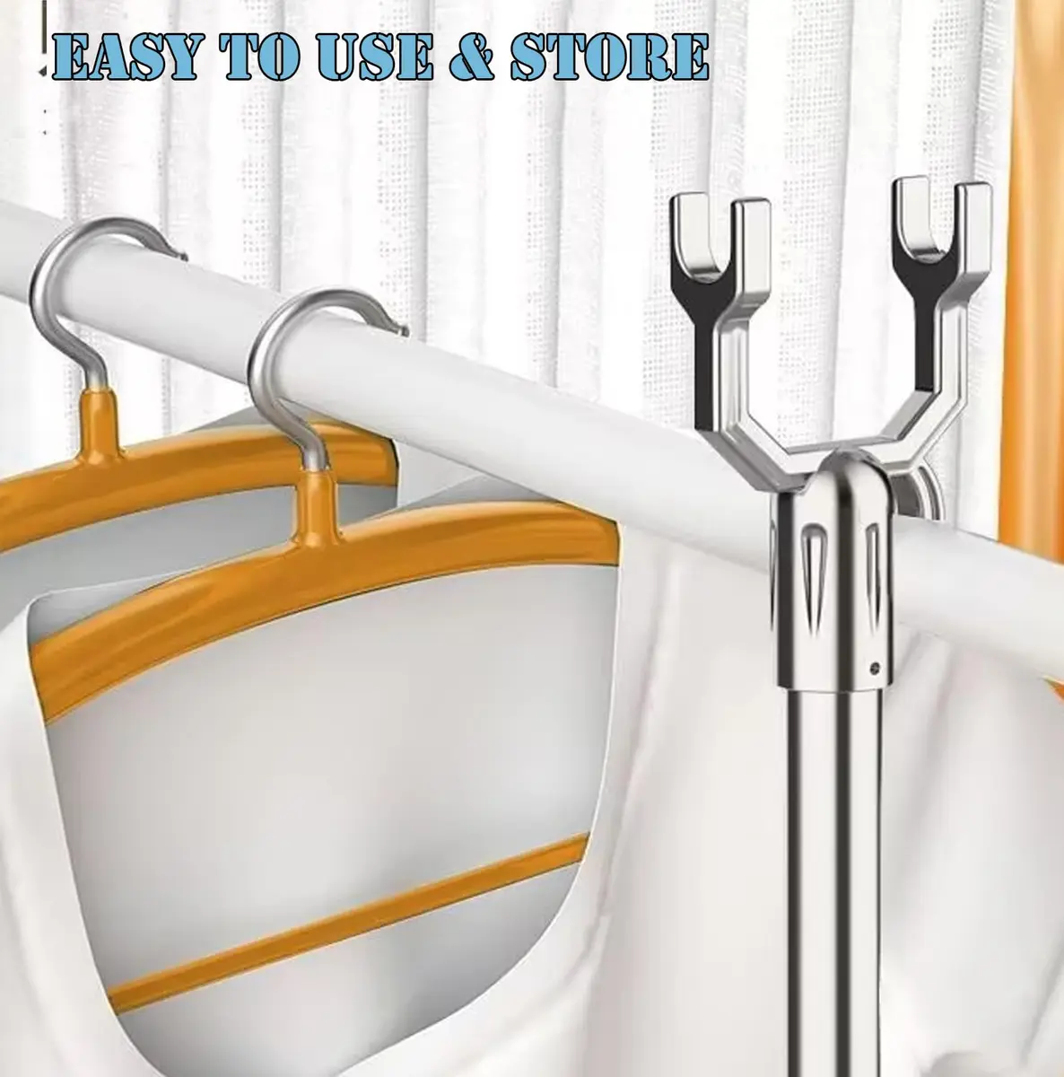asunflower Extendable Clothes Hook Pole with Hook for Closet, Heavy Duty Long Reach Stick, 33"-56" Blue | Reaching Clothes Hanger Pole - view 4