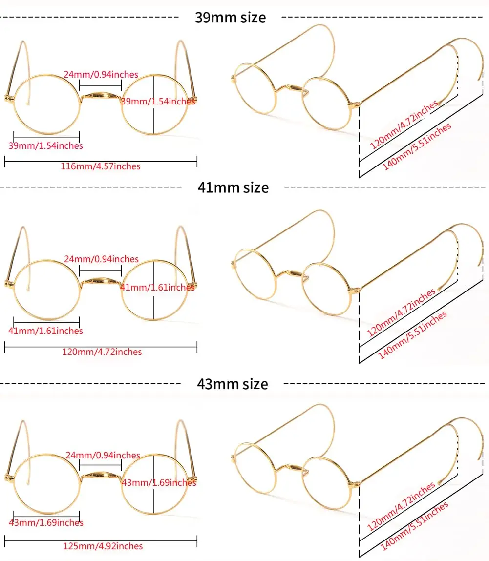 Agstum Retro Small Round Optical Wire Rim Eyeglasses Frame | Vintage Style, Unisex Fit, 43mm Lens - view 6
