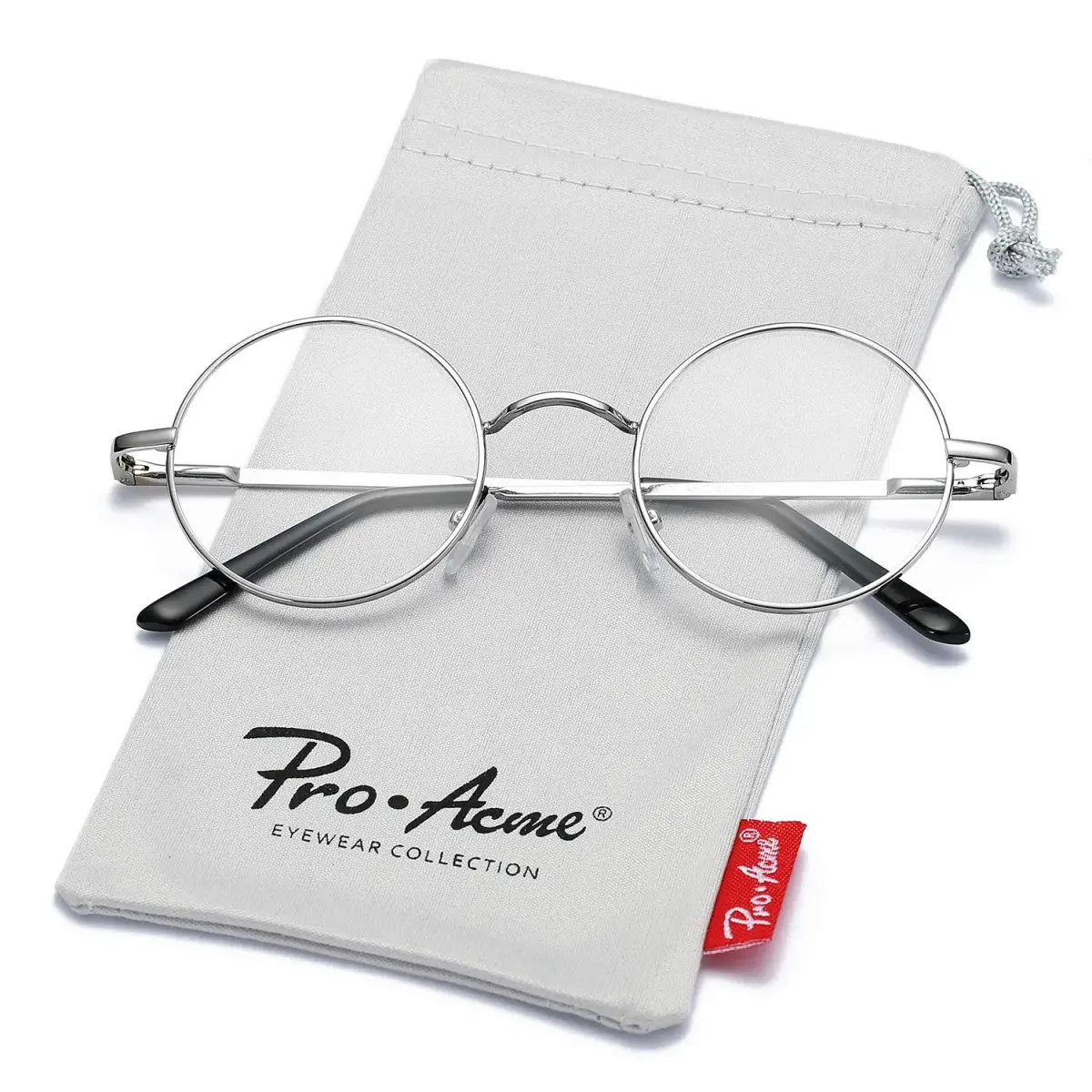 Pro Acme Retro Small Round Metal Frame Clear Lens Eyeglasses 46mm (1.81 inches) | Fashionable Non-Prescription Eyewear - view 9