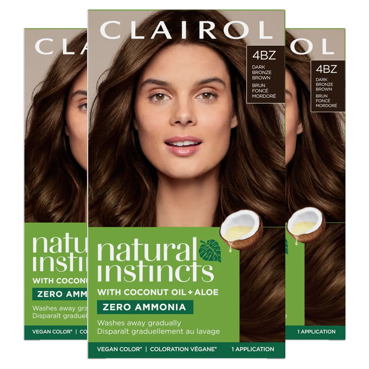 Clairol Natural Instincts Demi-Permanent Hair Dye 4BZ Dark Bronze Brown 525ml (17.55 Fl Oz) | Ammonia-Free Vegan Hair Color - main product image
