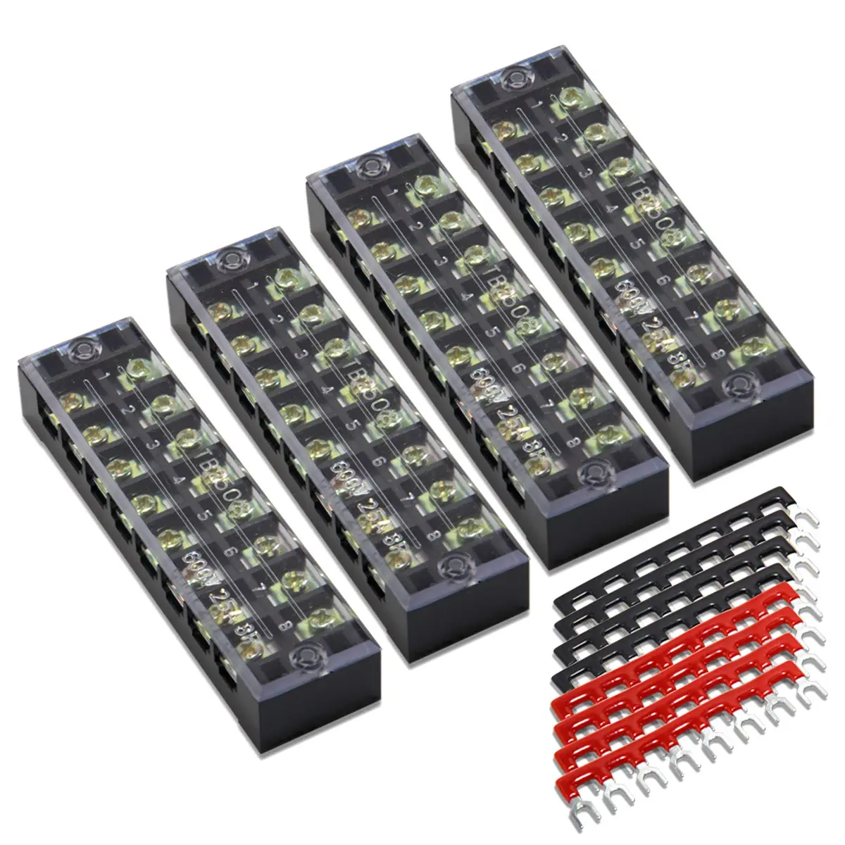 MILAPEAK Terminal Block Strip 8 Circuits 600V 25A | Secure Wiring & Neat Installations - main product image