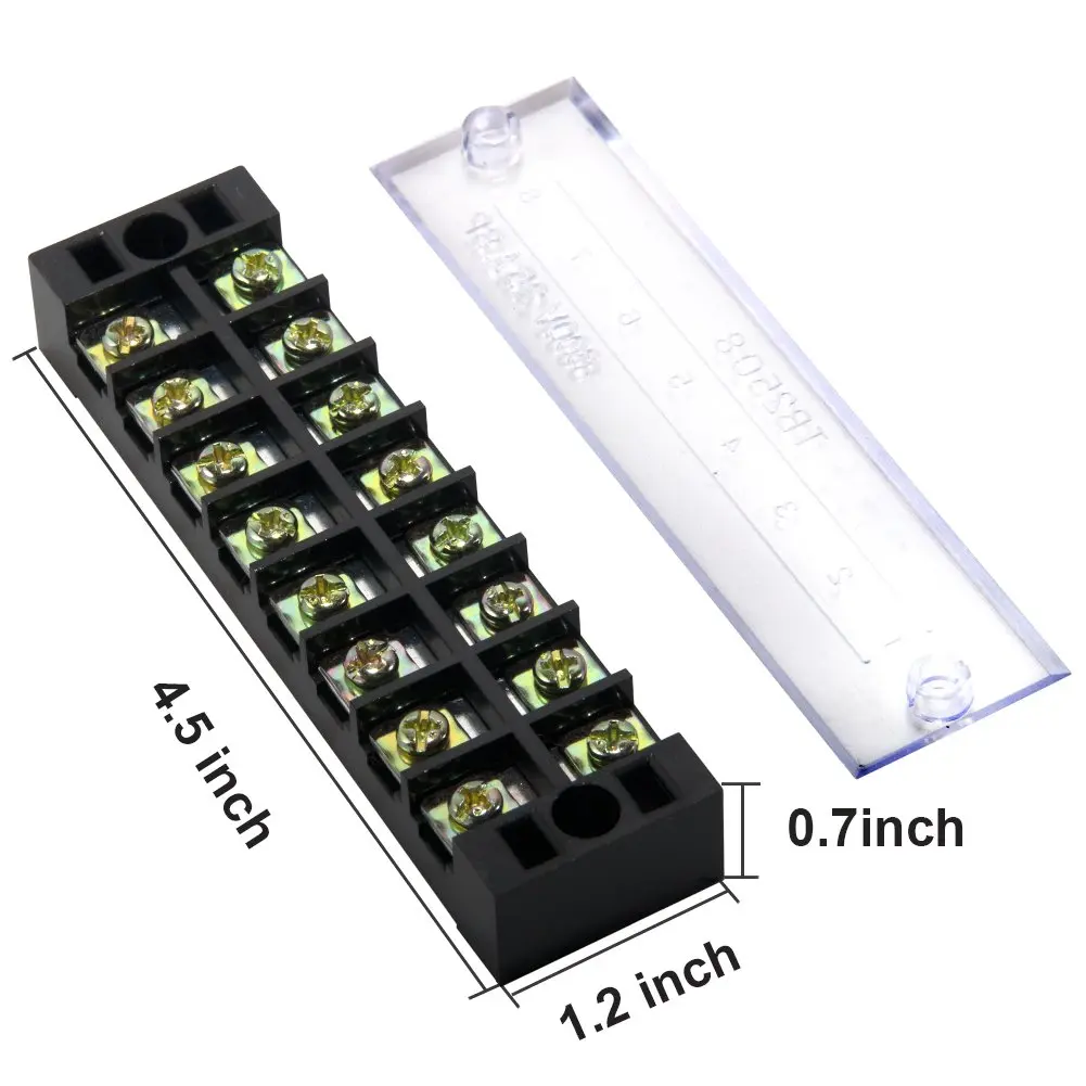 MILAPEAK Terminal Block Strip 8 Circuits 600V 25A | Secure Wiring & Neat Installations - view 2