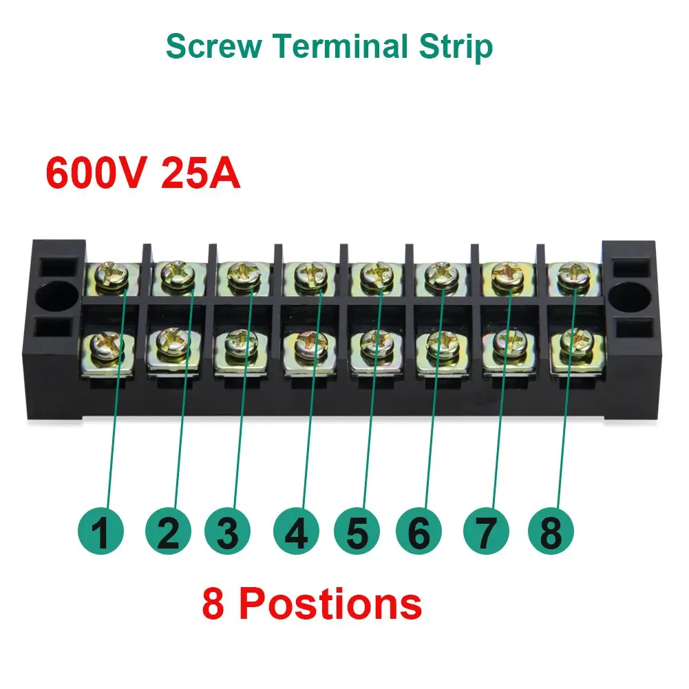 MILAPEAK Terminal Block Strip 8 Circuits 600V 25A | Secure Wiring & Neat Installations - view 4