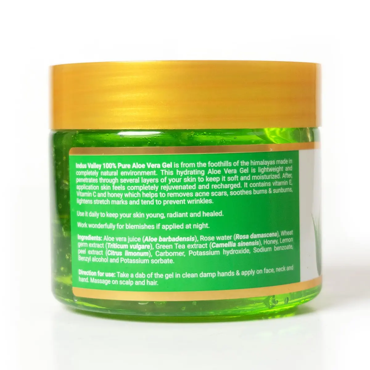 INDUS VALLEY Bio Organic Pure Aloe Vera Gel With Green Tea Extract 400ml (13.53 Fl Oz) | Soothes & Hydrates Skin - view 3