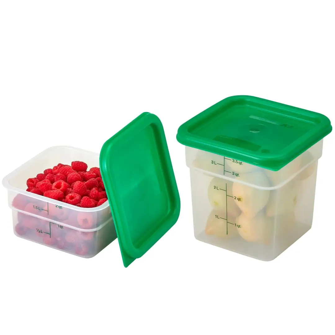 Cambro Classic Series Square Food Storage Container Set with Lids | 1.9L (2 QT) & 3.8L (4 QT) | Commercial Grade - main product image