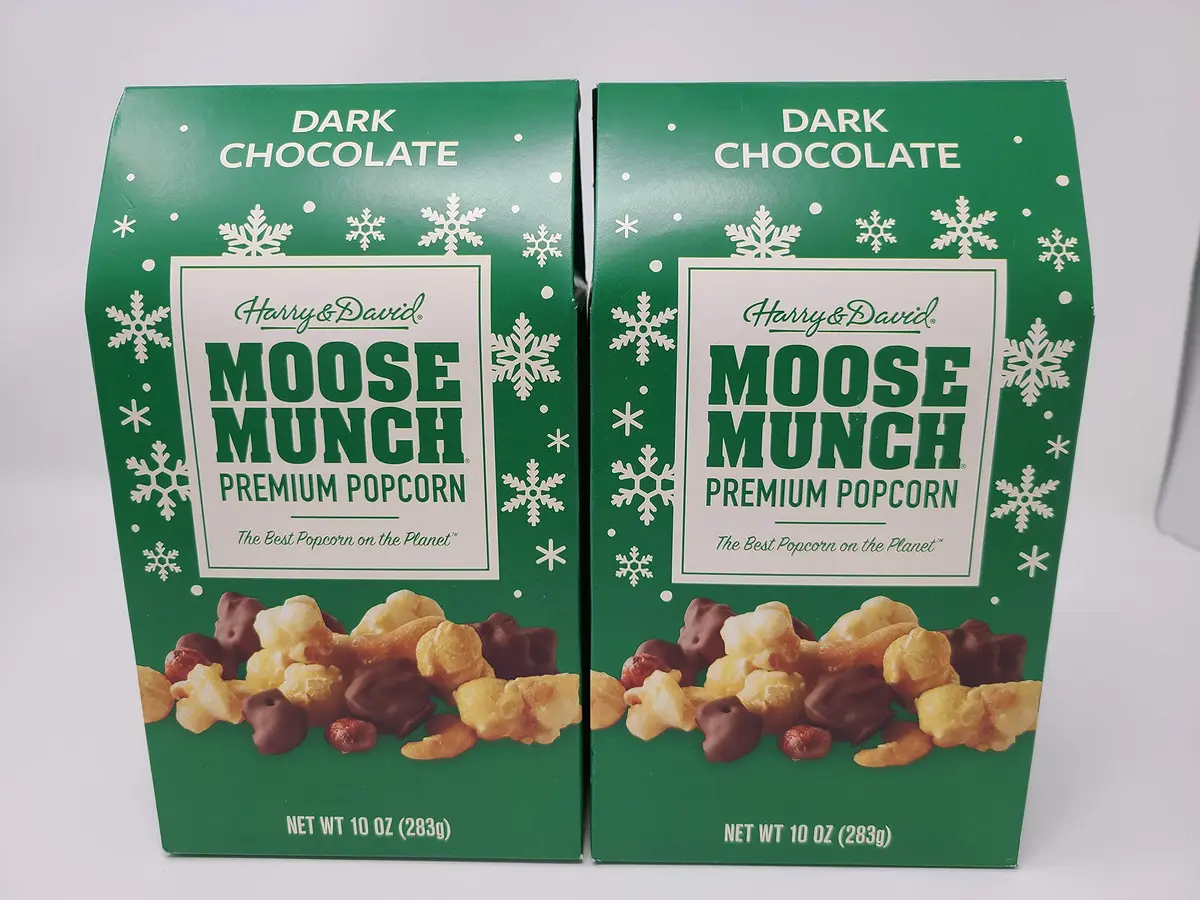 Harry & David Holiday Moose Munch Premium Popcorn Dark Chocolate 10 oz | Gourmet Snack Gift in USA - main product image