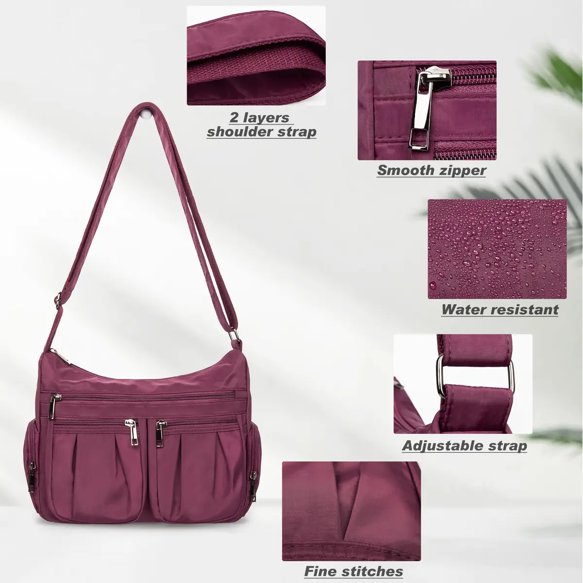 VOLGANIK ROCK Red Nylon Crossbody Handbag | Lightweight Waterproof Travel Bag for Women - view 6