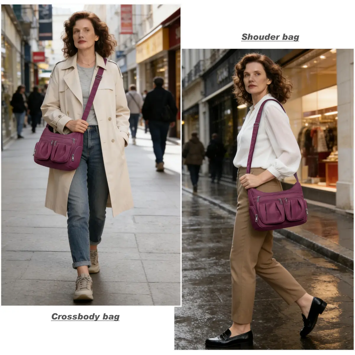 VOLGANIK ROCK Red Nylon Crossbody Handbag | Lightweight Waterproof Travel Bag for Women - view 2