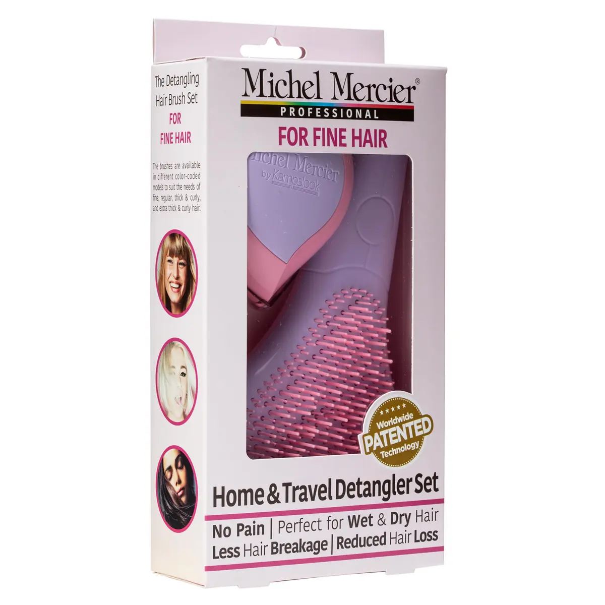 Michel Mercier Home and Travel Detangler Brush Set - Classic & Travel Size - Reduces Frizz & Breakage - Fine Hair - 2 Brushes - view 6