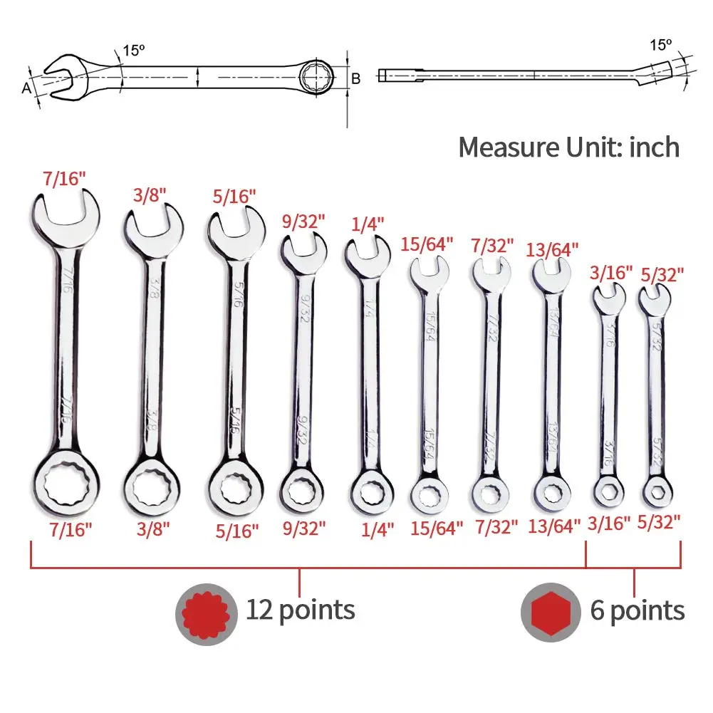SPEEDWOX Mini SAE Wrench Set, 10-Piece, Open/Box End, High Carbon Steel, Heat Treated | Durable Hand Tools for Automotive & Home - view 6