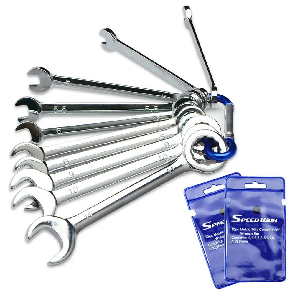 SPEEDWOX Mini Ignition Wrench Set Metric 10 Pcs 4mm-11mm Spanner Wrench | Rust-Resistant Chrome Finish - main product image