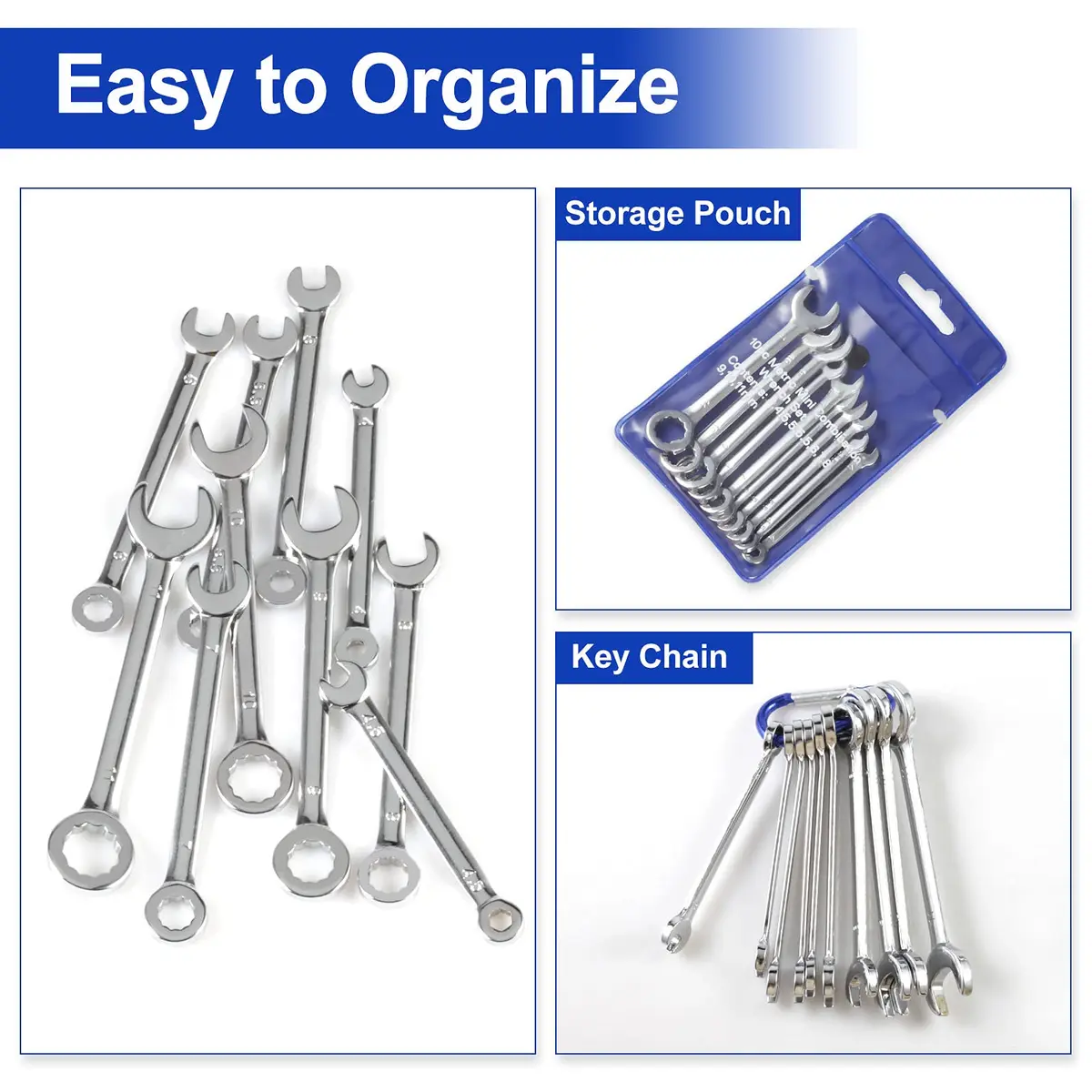 SPEEDWOX Mini Ignition Wrench Set Metric 10 Pcs 4mm-11mm Spanner Wrench | Rust-Resistant Chrome Finish - view 5