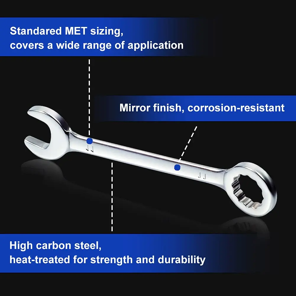 SPEEDWOX Mini Ignition Wrench Set Metric 10 Pcs 4mm-11mm Spanner Wrench | Rust-Resistant Chrome Finish - view 2