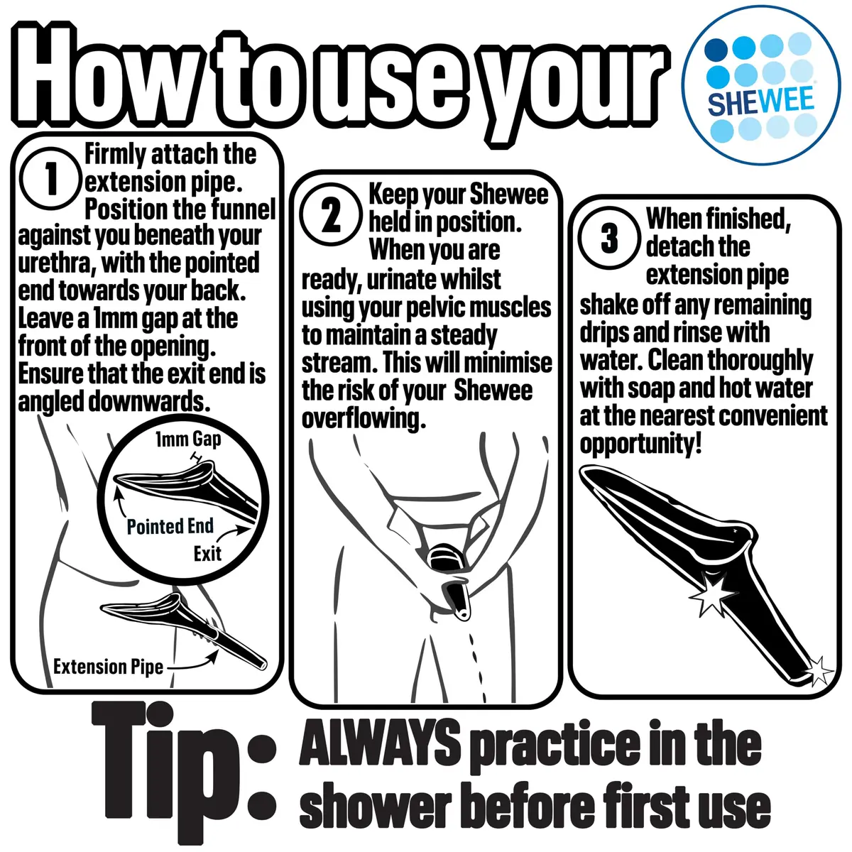 SHEWEE Flexi Female Urinal Funnel Black | Stand to Pee Device for Women - view 5