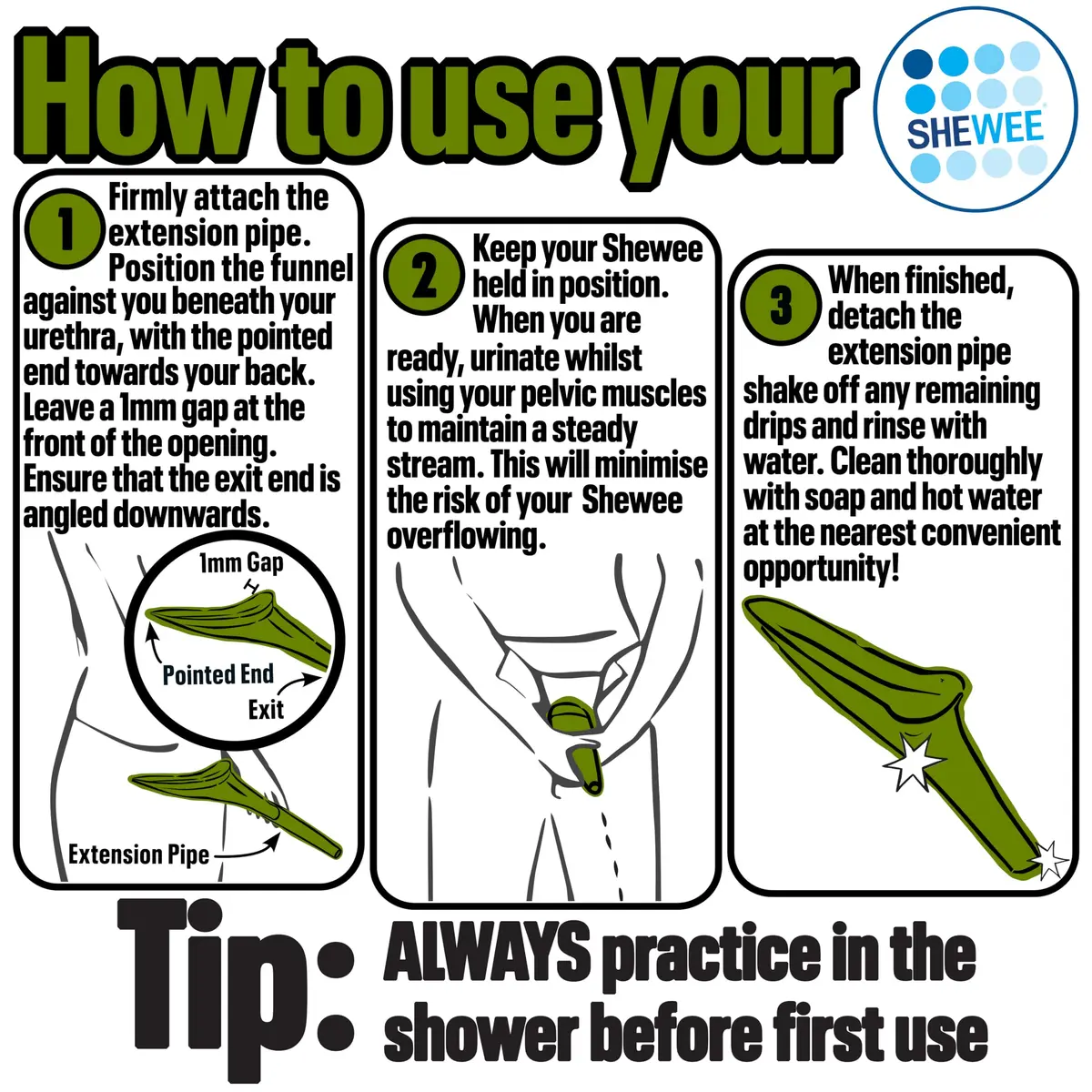 SHEWEE Flexi Female Urinal Funnel 35g (1.23oz) NATO Green | Stand to Pee Device for Women - view 5