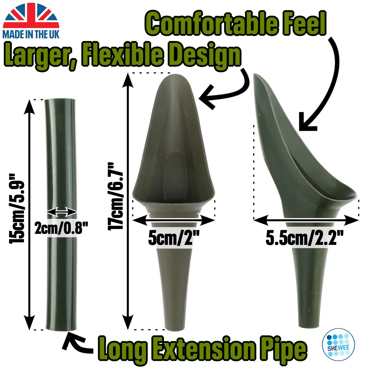 SHEWEE Flexi Female Urinal Funnel 35g (1.23oz) NATO Green | Stand to Pee Device for Women - view 6
