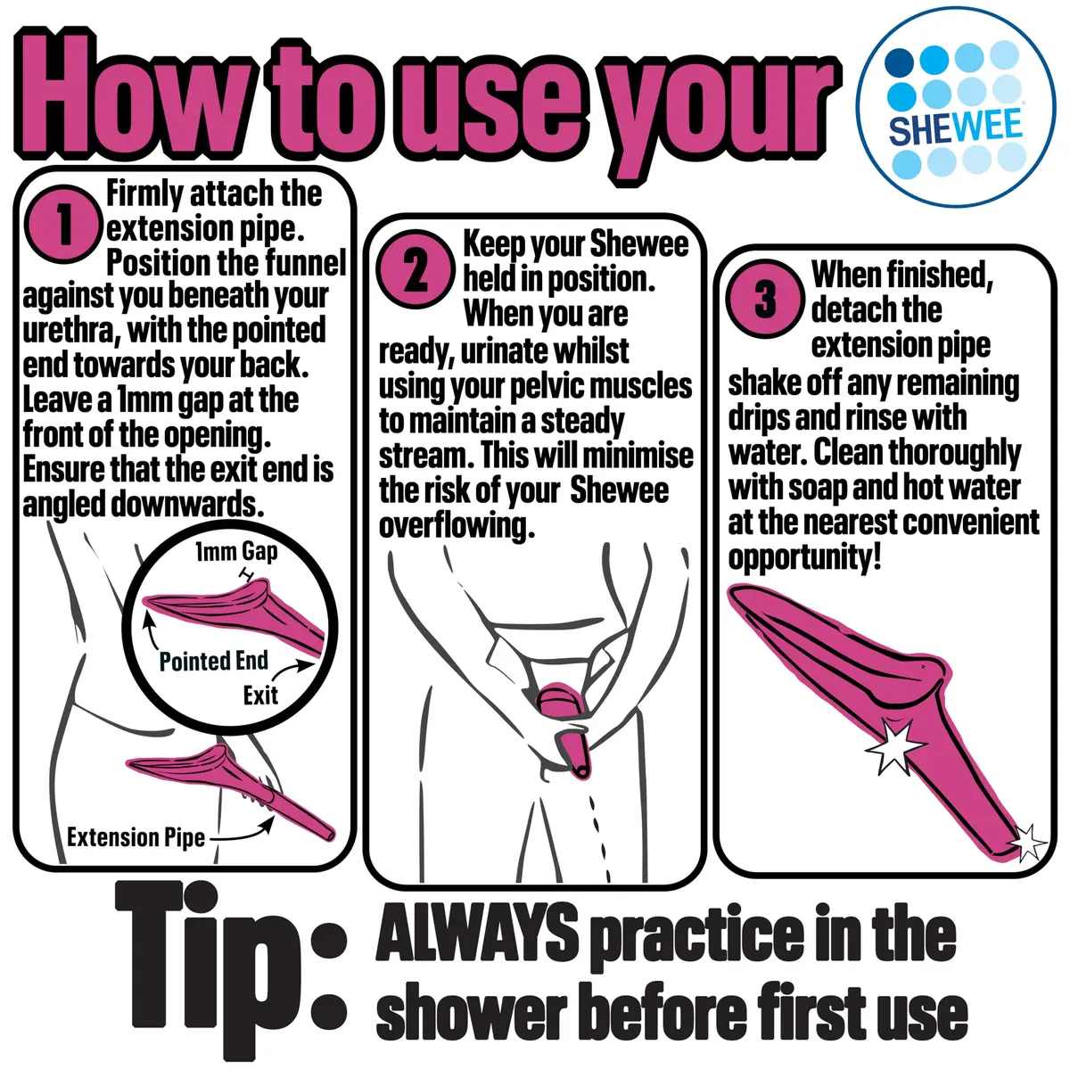 SHEWEE Flexi Female Urinal Funnel with Extension Pipe | Reusable, Portable, Pink (35g) - view 5