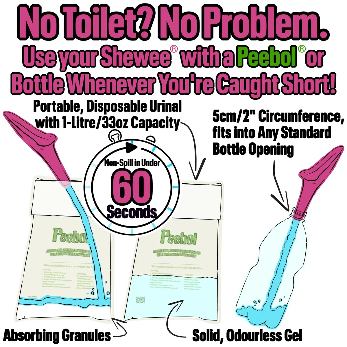 SHEWEE Flexi Female Urinal Funnel with Extension Pipe | Reusable, Portable, Pink (35g) - view 7
