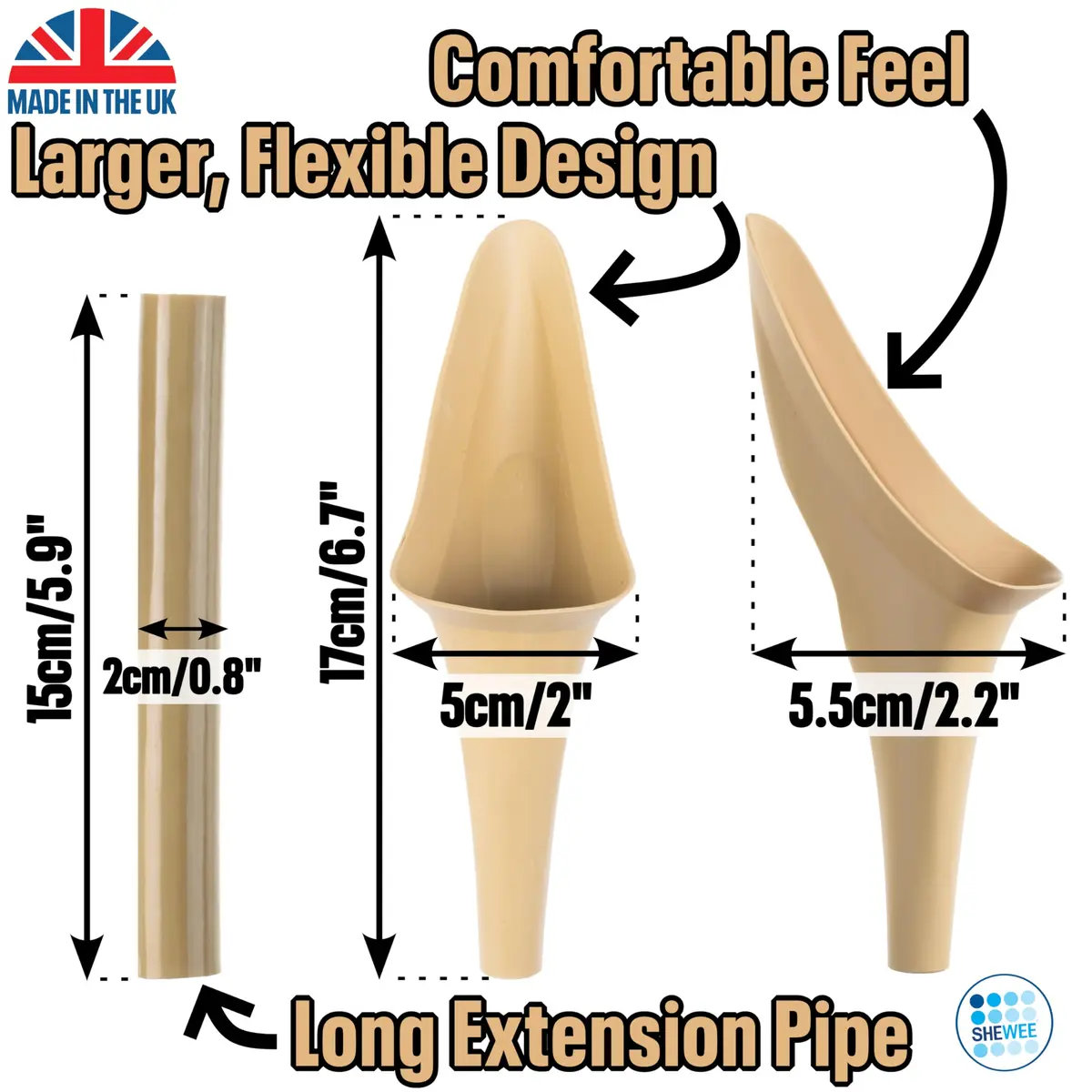 SHEWEE Flexi Female Urinal Funnel with Extension Pipe | Desert Sand, 35g (1.23oz) - view 6