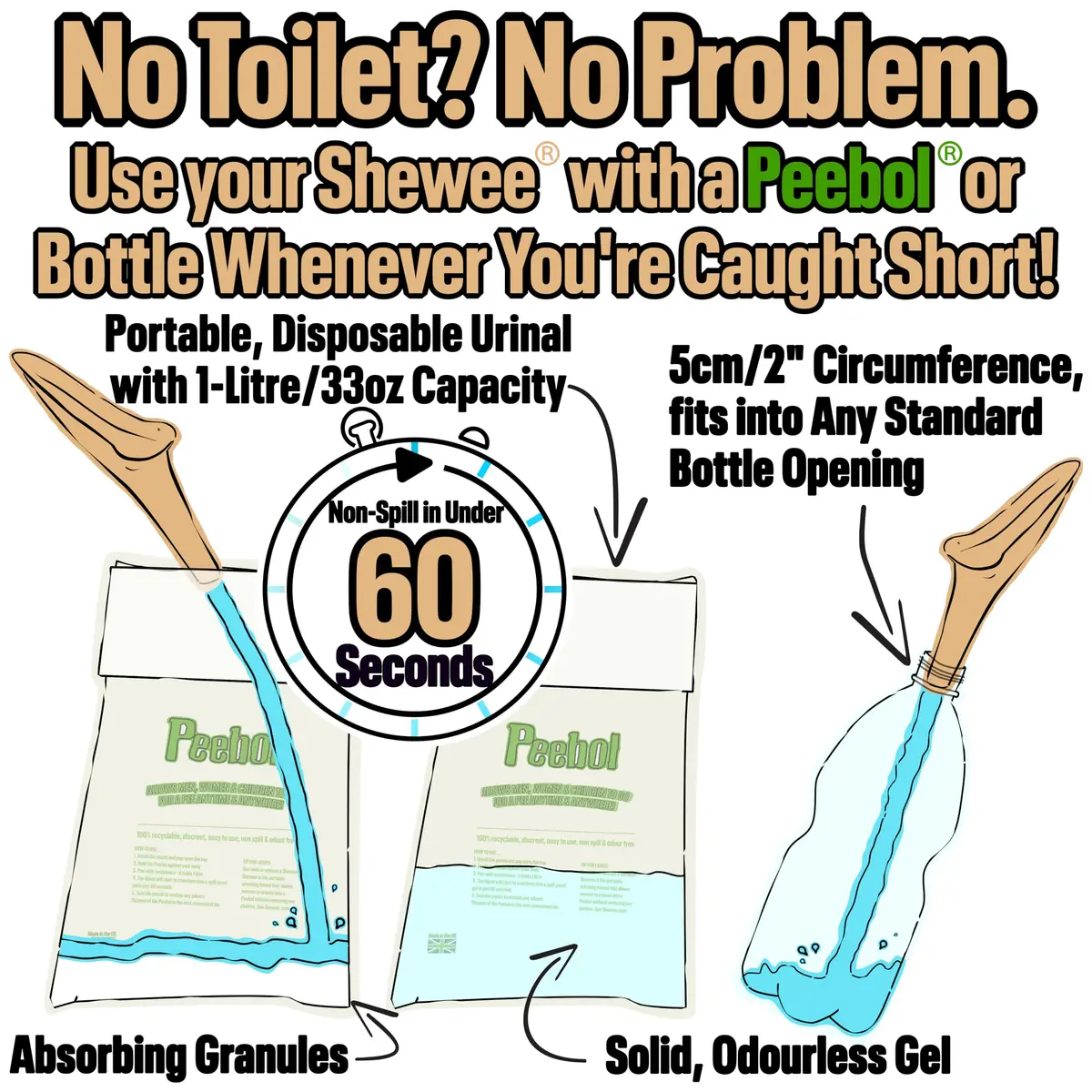 SHEWEE Flexi Female Urinal Funnel with Extension Pipe | Desert Sand, 35g (1.23oz) - view 7