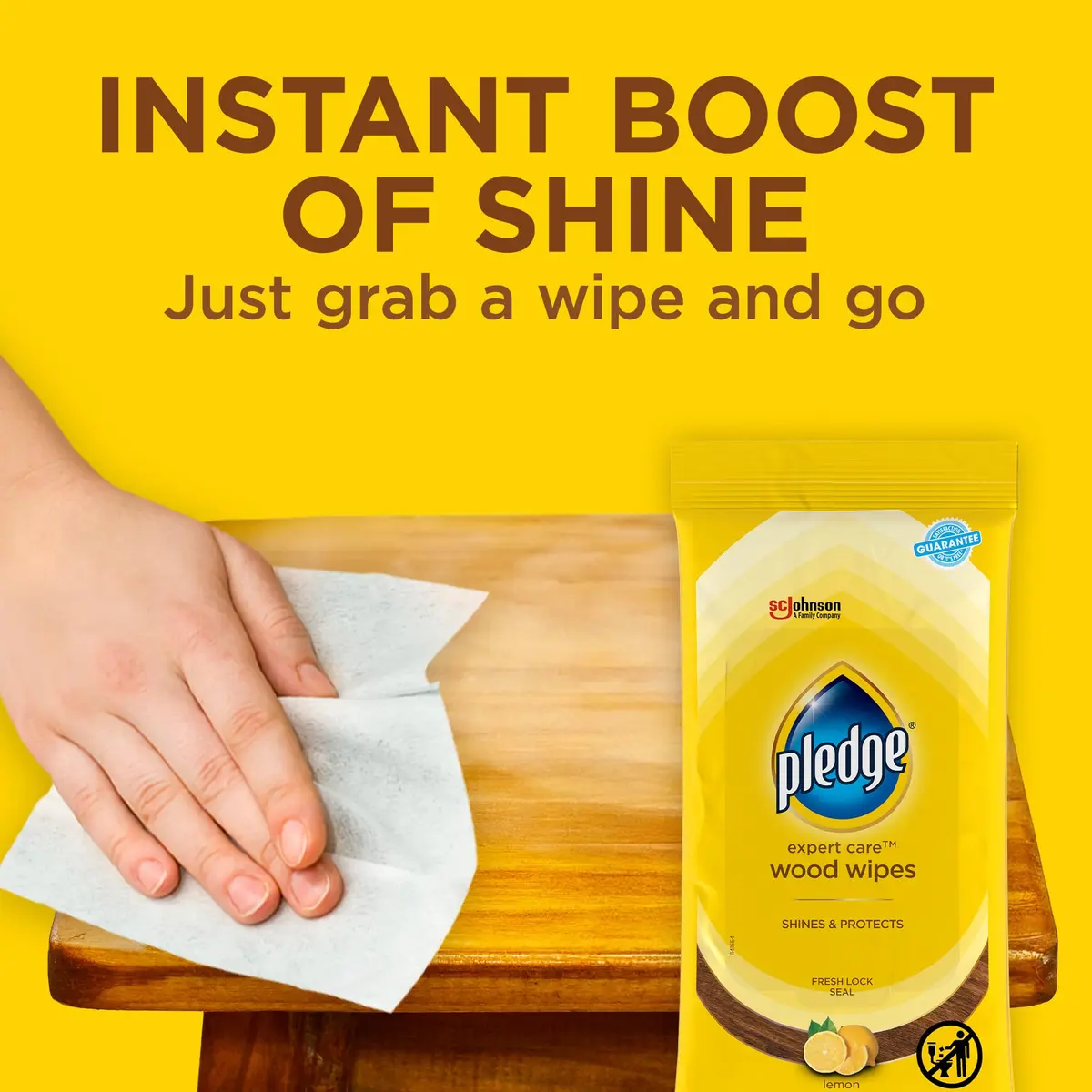 Pledge Pre-Moistened Wood Furniture Wipes, Lemon, 144 Count | Gentle, No Residue, Suitable for Sealed Wood & Surfaces - view 4