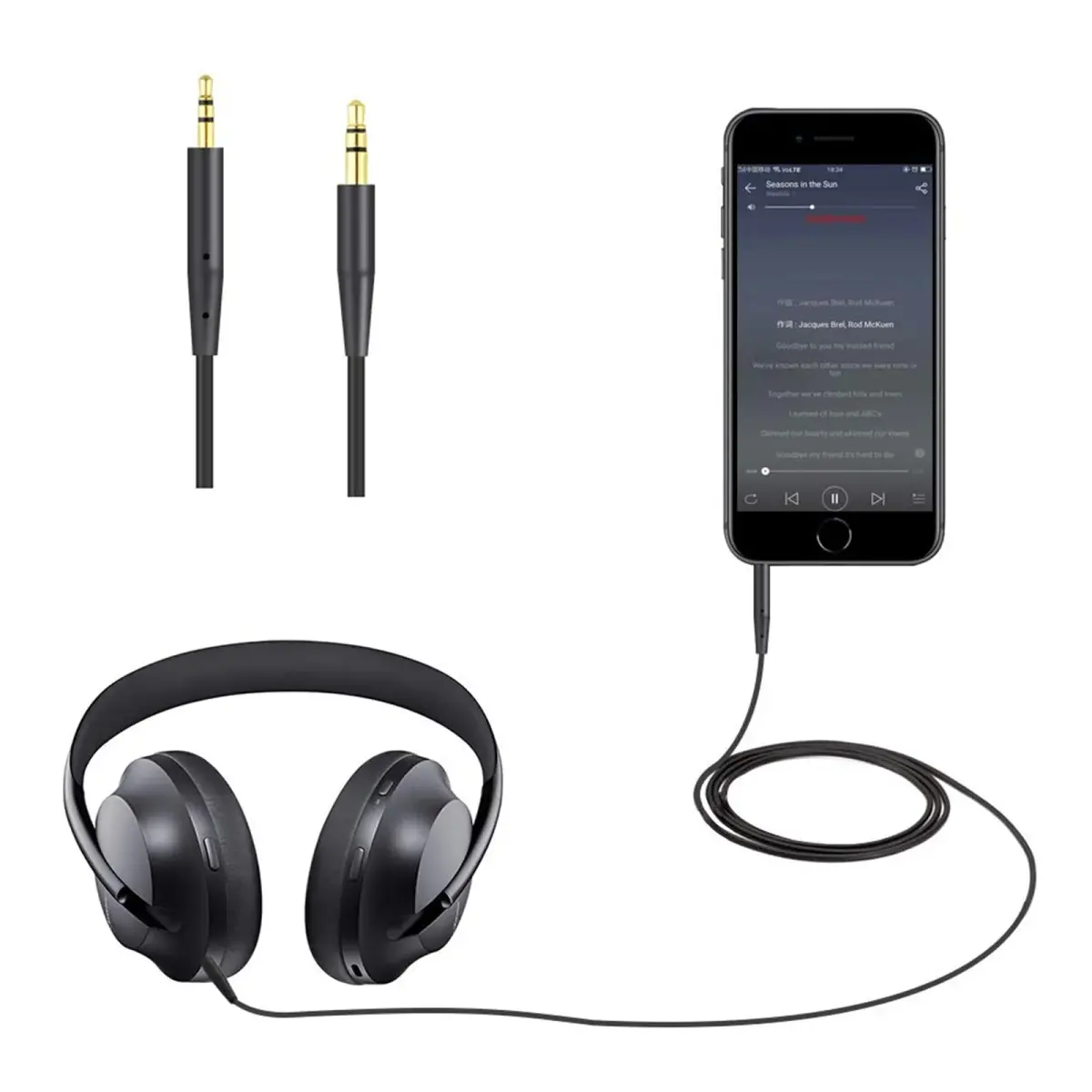 Aquelo Replacement Headphone Cable for Bose QC35 II, QC45, NC700, QC25, SoundLink, SoundTrue (Black, 1.5m) - view 7