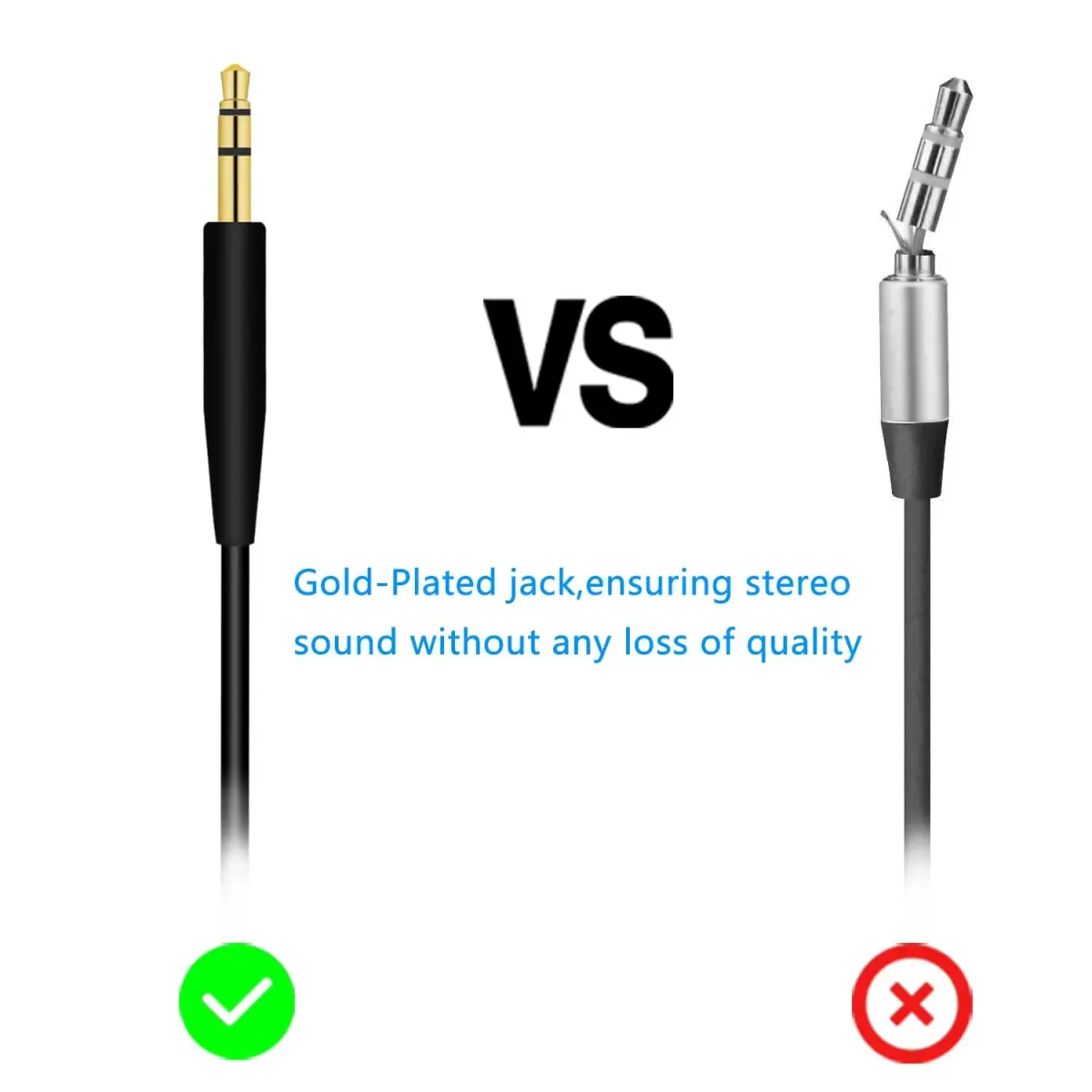 Aquelo Replacement Headphone Cable for Bose QC35 II, QC45, NC700, QC25, SoundLink, SoundTrue (Black, 1.5m) - view 4