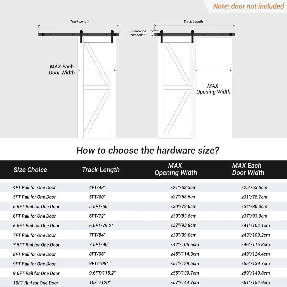 CCJH 9.6ft Sliding Barn Door Hardware Kit for Single Wooden Door | Max Fit 59'' Wide Door Panel - view 6