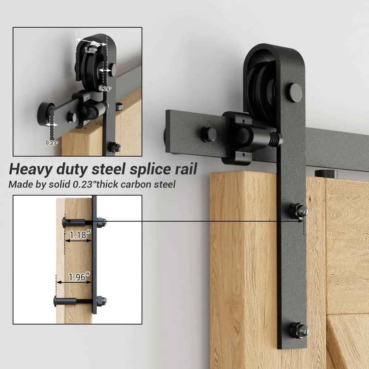 CCJH 9.6ft Sliding Barn Door Hardware Kit for Single Wooden Door | Max Fit 59'' Wide Door Panel - view 2