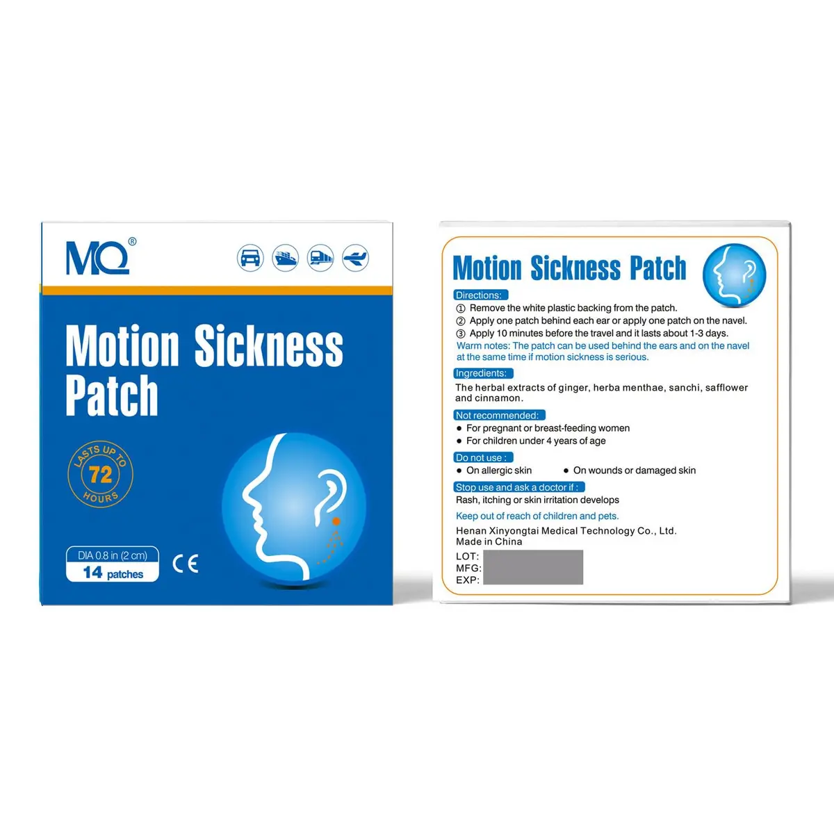 MQ 28ct Motion Sickness Patches Non Drowsy | Waterproof Behind Ear Relief (70-120c) - view 8