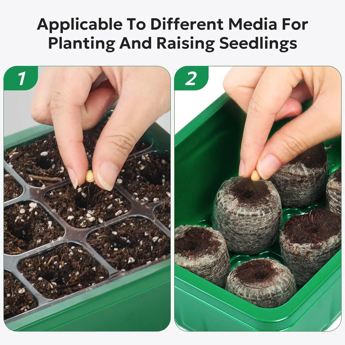 MIXC 10 Pack Seed Starter Tray with Humidity Dome, 120 Cells | Reusable Green Planter Kit - view 6